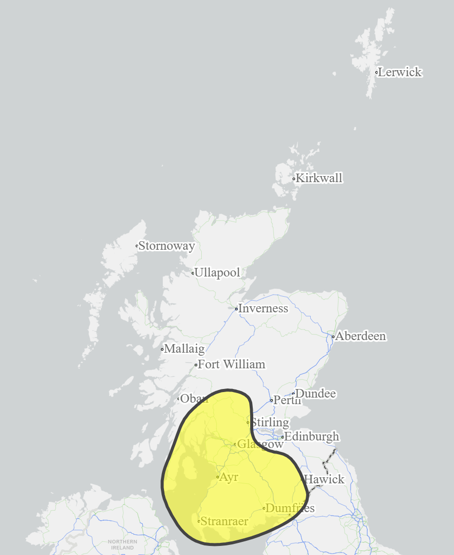 This is a map of Scotland showing Yellow - Argyll and Bute, Ayrshire and Arran, Central, Dumfries and Galloway, Edinburgh and Lothians, Scottish Borders, Tayside, West Central Scotland. 