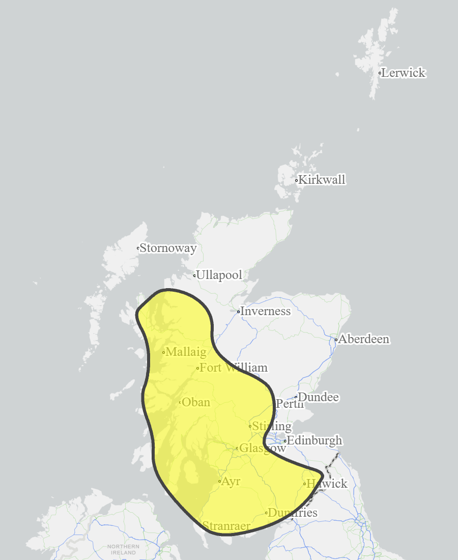 This is a map of Scotland showing Yellow - Argyll and Bute, Ayrshire and Arran, Central, Dumfries and Galloway, Easter Ross and Great Glen, Edinburgh and Lothians, Fife, Scottish Borders, Skye and Lochaber, Tayside, West Central Scotland, Wester Ross. 