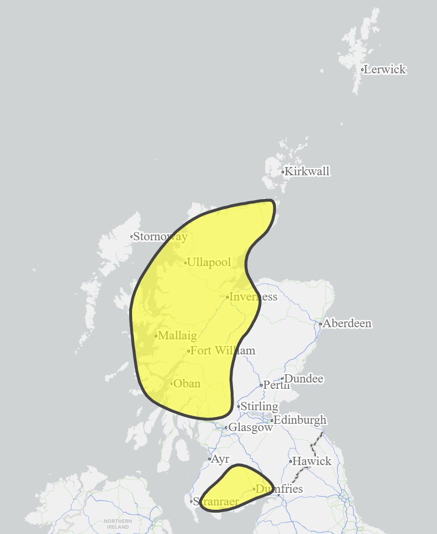 This is a map of Scotland showing Yellow - Argyll and Bute, Caithness and Sutherland, Central, Dumfries and Galloway, Easter Ross and Great Glen, Findhorn Nairn Moray and Speyside, Skye and Lochaber, Tayside, Wester Ross. 