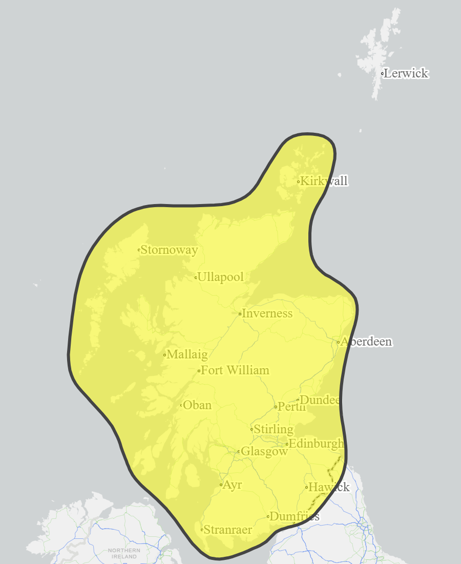 This is a map of Scotland showing Yellow - Aberdeenshire and Aberdeen City, Argyll and Bute, Ayrshire and Arran, Caithness and Sutherland, Central, Dumfries and Galloway, Dundee and Angus, Easter Ross and Great Glen, Edinburgh and Lothians, Fife, Findhorn Nairn Moray and Speyside, Orkney, Scottish Borders, Skye and Lochaber, Tayside, West Central Scotland, Wester Ross, Western Isles. 