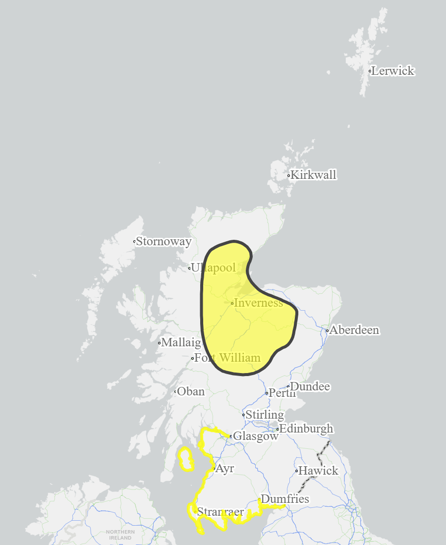 This is a map of Scotland showing Yellow - Aberdeenshire and Aberdeen City, Ayrshire and Arran, Caithness and Sutherland, Dumfries and Galloway, Easter Ross and Great Glen, Findhorn Nairn Moray and Speyside, Tayside, West Central Scotland. 