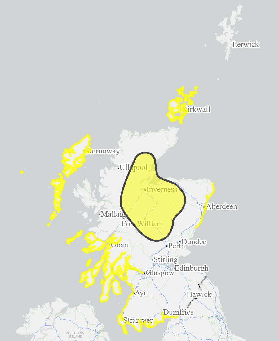 This is a map of Scotland showing Yellow - Aberdeenshire and Aberdeen City, Argyll and Bute, Ayrshire and Arran, Caithness and Sutherland, Dumfries and Galloway, Easter Ross and Great Glen, Findhorn Nairn Moray and Speyside, Orkney, Tayside, West Central Scotland, Western Isles. 