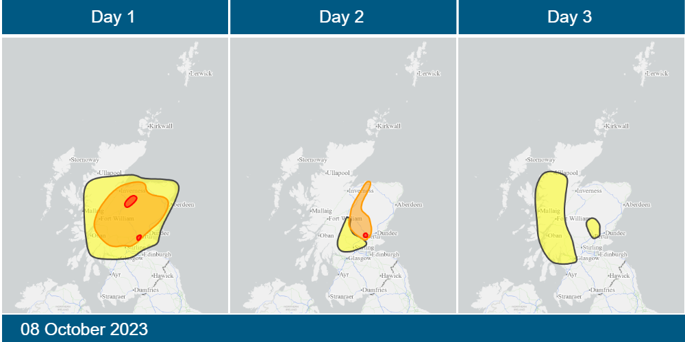 The Scottish Flood Forecast for Sunday 08 October 2023